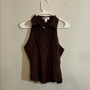 Bozzolo Dark Brown Sleeveless Blouse